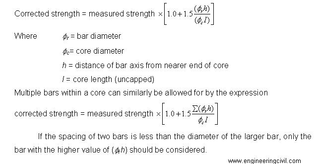 Compressive core strength of concrete according to the mix types and