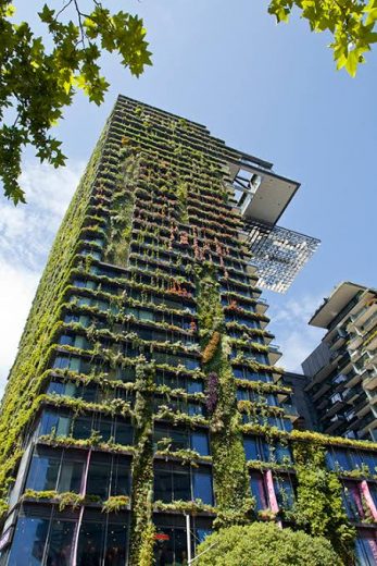 A vertical green building